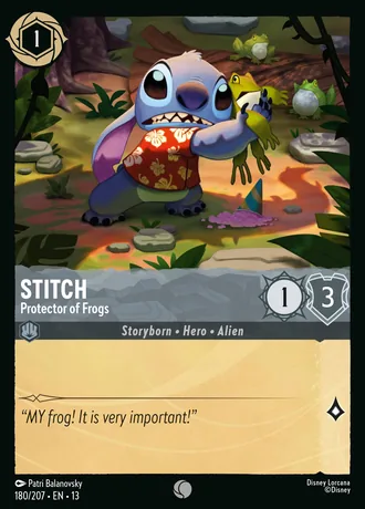 Stitch - Protector of Frogs · Lorcana — Disney Lorcana trading card