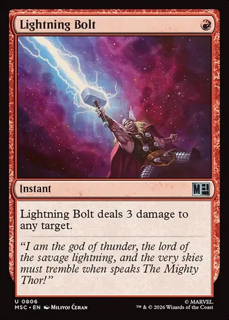 Lightning Bolt · Marvel Super Heroes Commander — Magic: The Gathering trading card